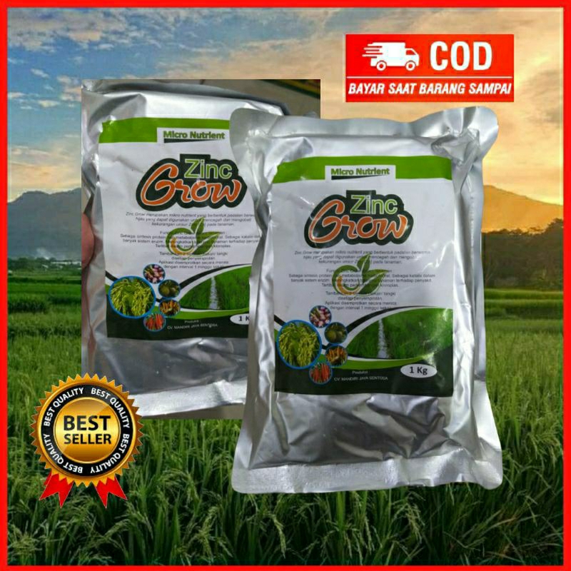 PUPUK TERBAIK.. GROW ZINK 1KG UNTUK MEMPERBANYAK ANAKAN PADI, CEGAH DAN ATASI ASEM ASEMAN/ PUPUK PAD