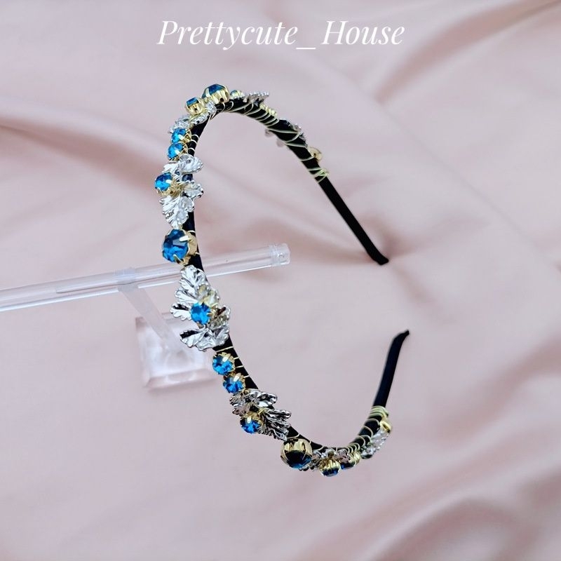 Bando Korea Aksen Kristal Manik Manik Gaya Retro - Korean Crystal Headband Premium Quality