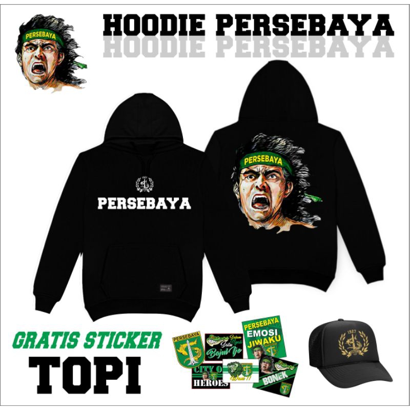 Hoodie Persebaya Bonek Logo GRATIS TOPI + Sticker LIMITED EDITION