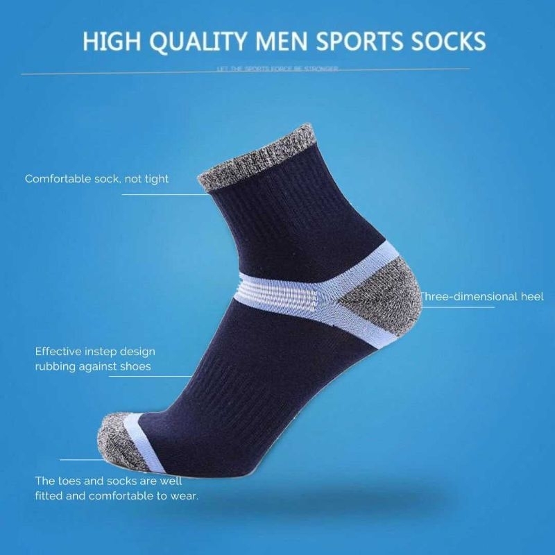 ZTOET Kaos Kaki Olahraga Pria Biru Tua Quick Drying Breathable Men Socks 39-45 - WZ173