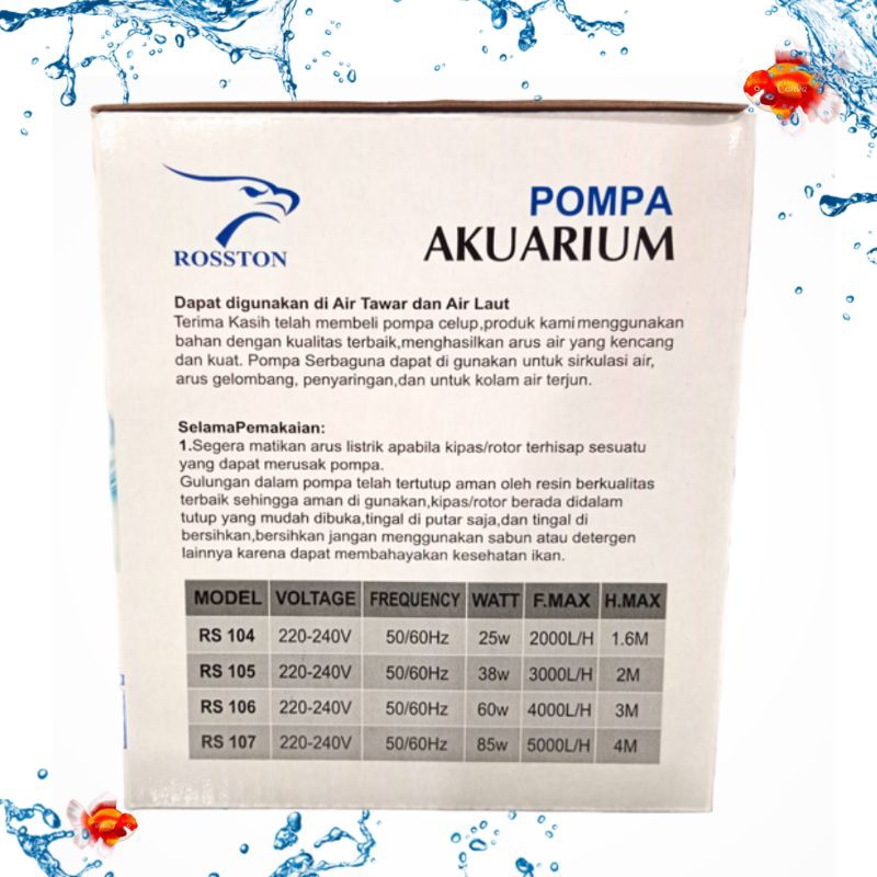 Promo Murah Pompa Kolam Air Mancur Hidroponik ROSSTON RS 108