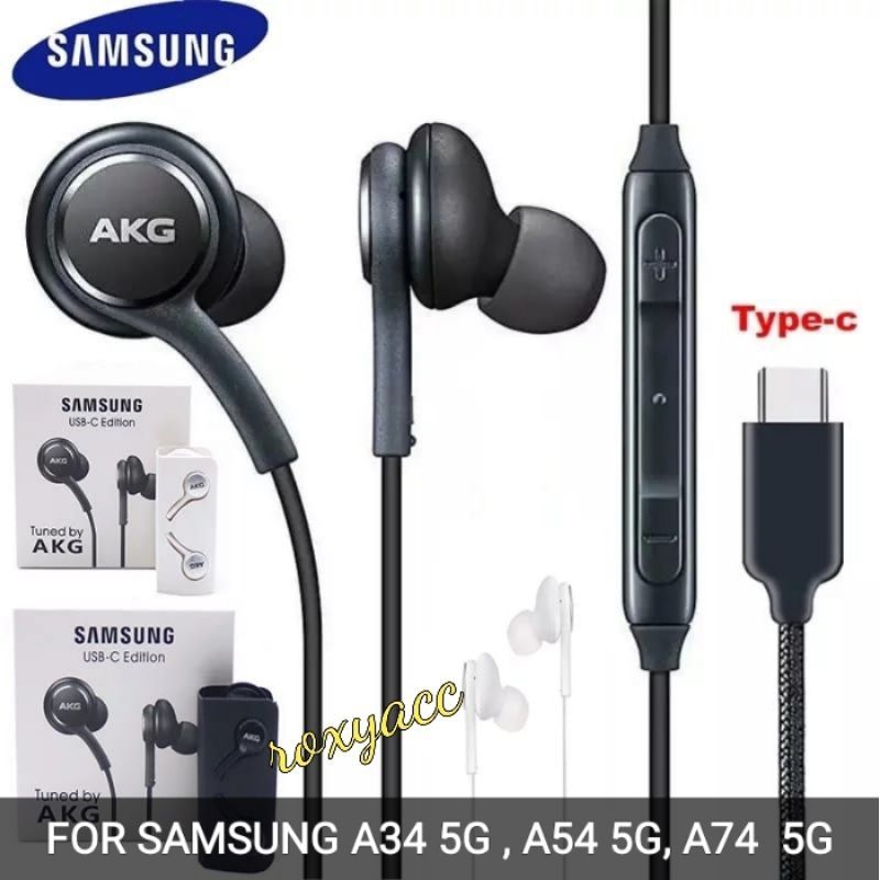 headset earphone Samsung a54 5G a34 5G a74 5G akg type C handsfree