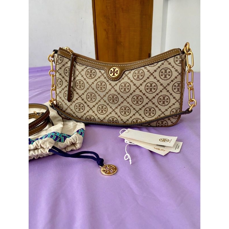 Tory burch T monogram Jacquard preloved//preloved tas selempang tory burch
