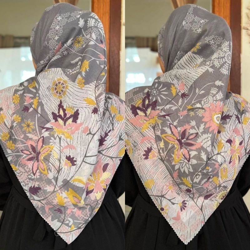 HIJAB VOAL PREMIUM SEGI EMPAT MOTIF ELEGAN 130 cm