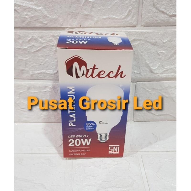 Paket Hemat 6 pcs Mitech Platinum 20 Watt Cahaya Putih Lampu Led T Bulb Bergaransi 1 Tahun