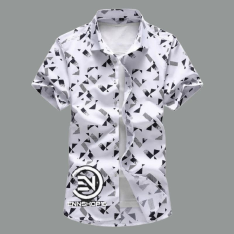 KEMEJA PRIA MOTIF PRIA | KEMEJA MOTIF LENGAN PENDEK | KATUN MOTIF GARIS | KEMEJA PANTAI | KEMEJA MOTIF.