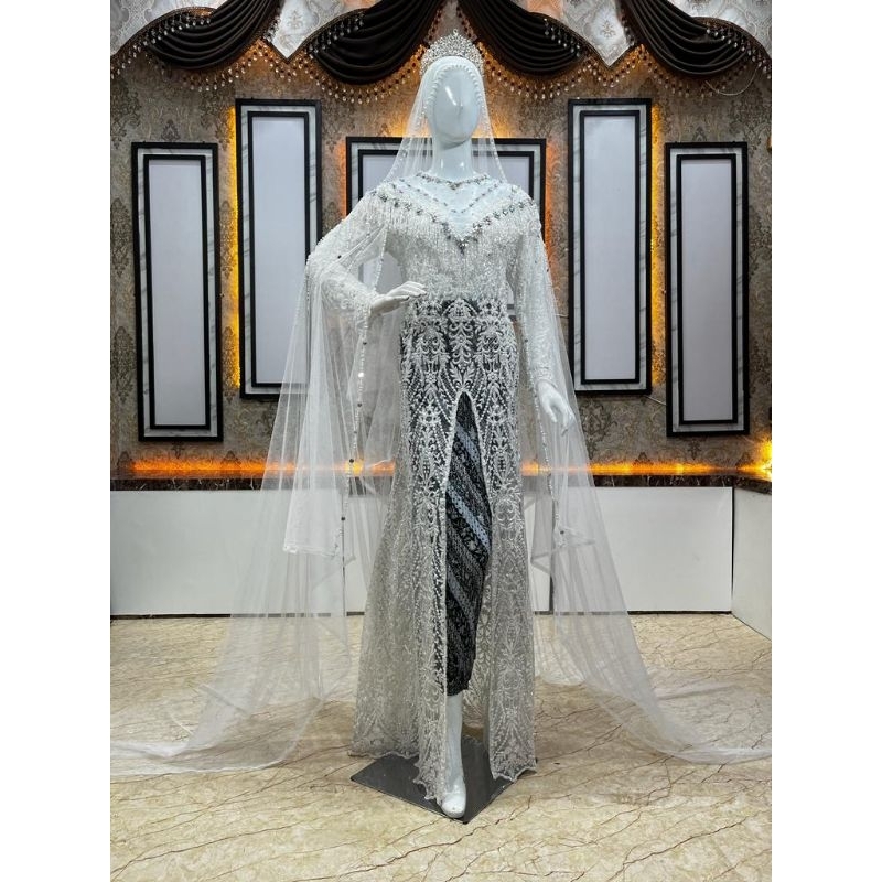 KEBAYA AKAD ELISAP FULL PAYET/KEBAYA JUBAH/KEBAYA MODREN/GAUN PENGANTEN/KEBAYA TERBARU/STELAN AKAD