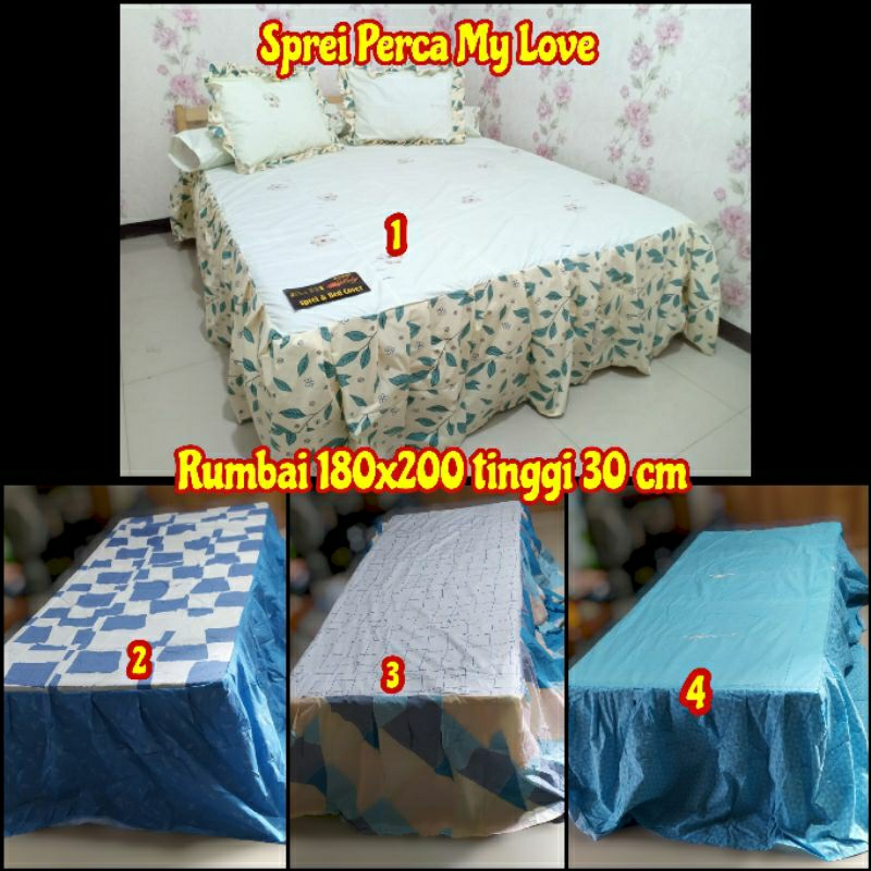 180x200x50 tinggi 30cm Sprei RUMBAI Perca My Love 180x200 kasur no 1 king size seprei katun tebal sp