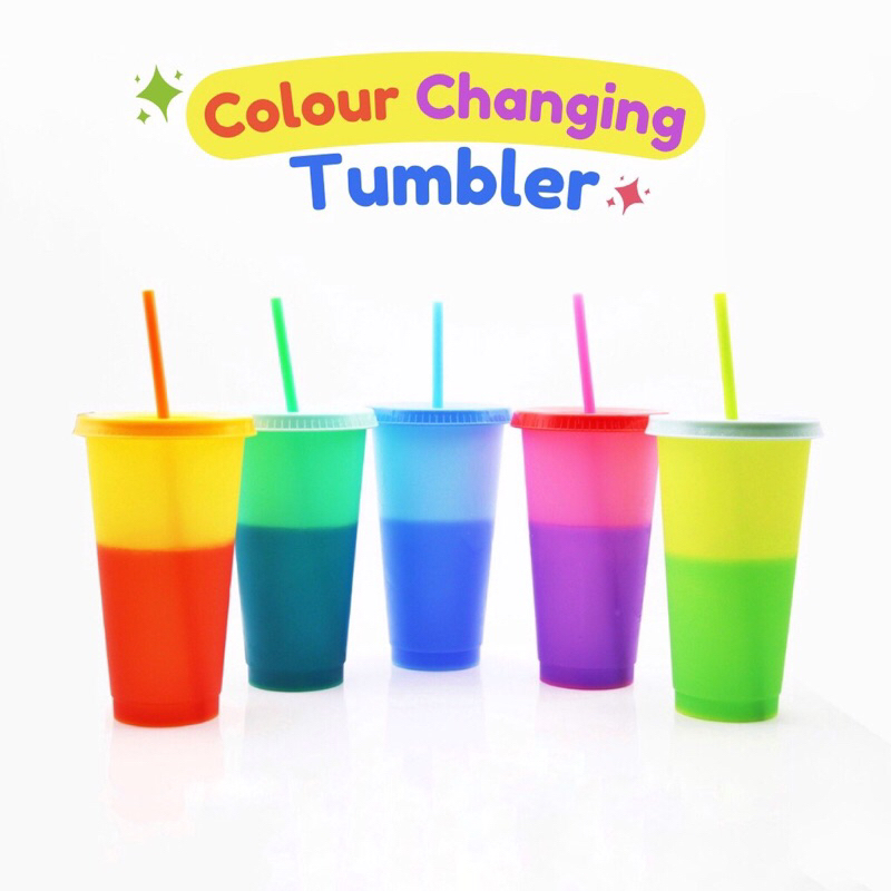 Ready Tumbler Berubah Warna Colour Reusable Cup Color Changing Cups