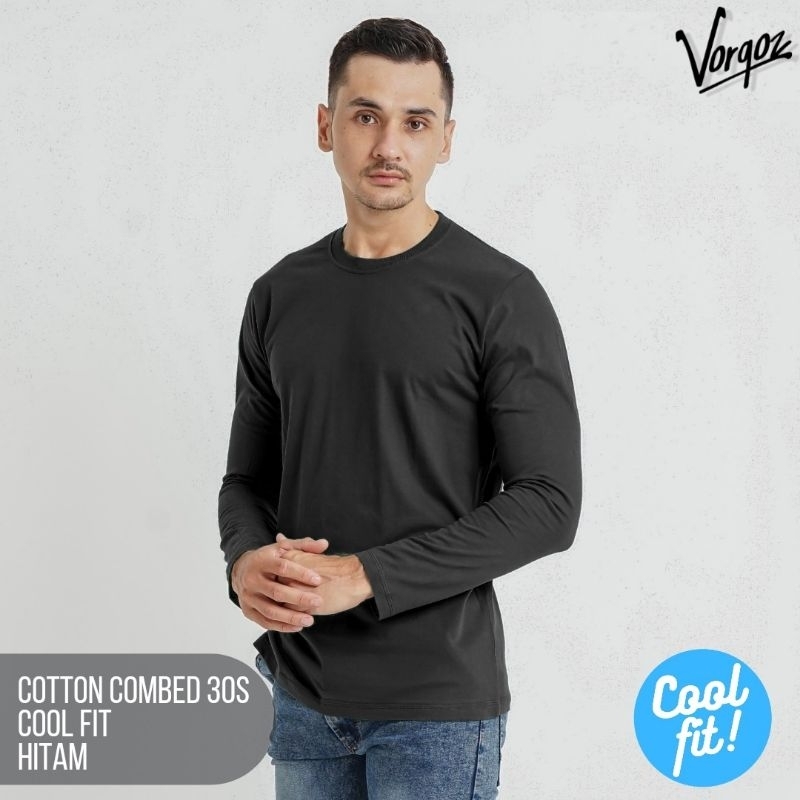 KAOS POLOS PRIA LENGAN PANJANG JUMBO/BIG SIZE / OBLONG PRIA ROUND NECK / LEHER BULAT COOL FIT LENGAN