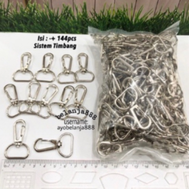

K77 Kewkew 2cm x 1cm 1 Gross (+-144pcs) Nickel Pengait ID Card Tali Pita Nylon Lanyard dll Kaitan Cantolan Cantelan Pengait