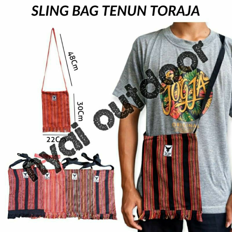 Sling bag tenun Toraja tas selempang etnik Toraja asli tas pantai tas travel