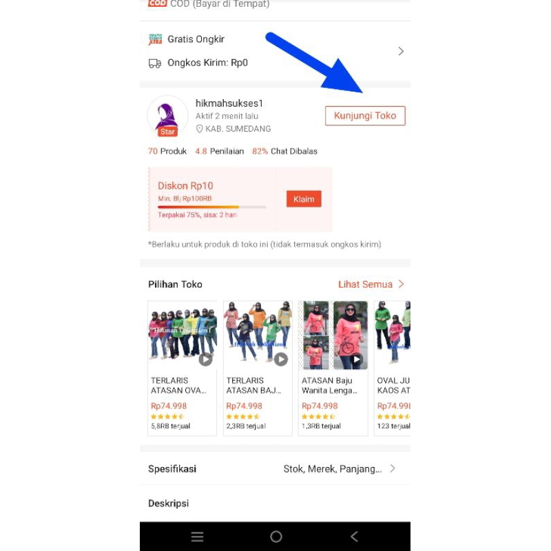 TUNIK JUMBO 05&gt; POLOS Wanita TANGAN PANJANG KERUT PAKAI KARET JAHITAN BELAH PINGGIR BAHAN KOMBET 20S BRAND DEEFAS ORIGINAL