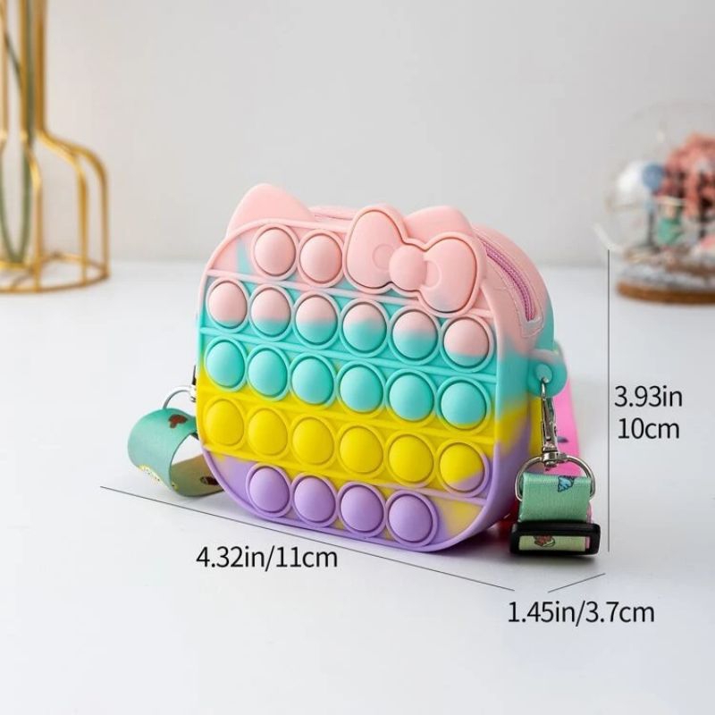 Tas pop it kitty kotak size mini LED bisa menyala