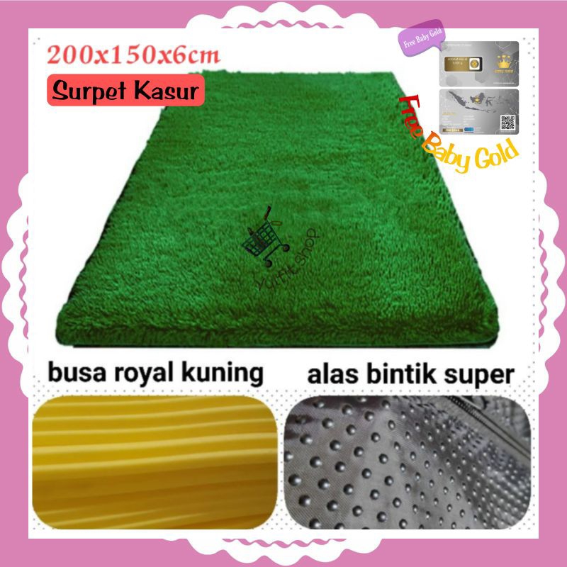 Karpet Kasur Tebal 6cm Panjang 200x155x6 Anti Slip  | Surpet Kasur Karpet Bulu Rasfur Busa Yellow As
