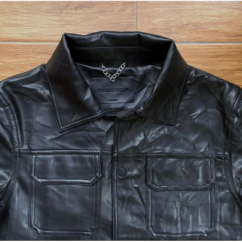 Jaket kulit faux sintetis trucker tracker pl bekas preloved second