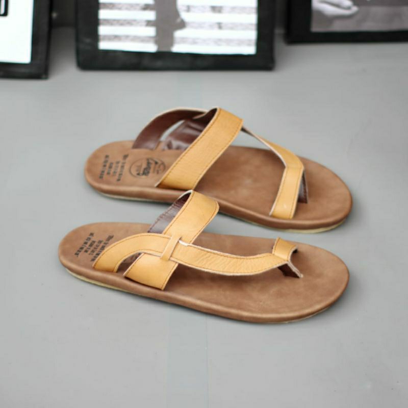 CEVANY IMPULSE Tan (KULIT ASLI) Sandal Kulit Asli Pria Sendal Casual Cowok Dewasa Kekinian