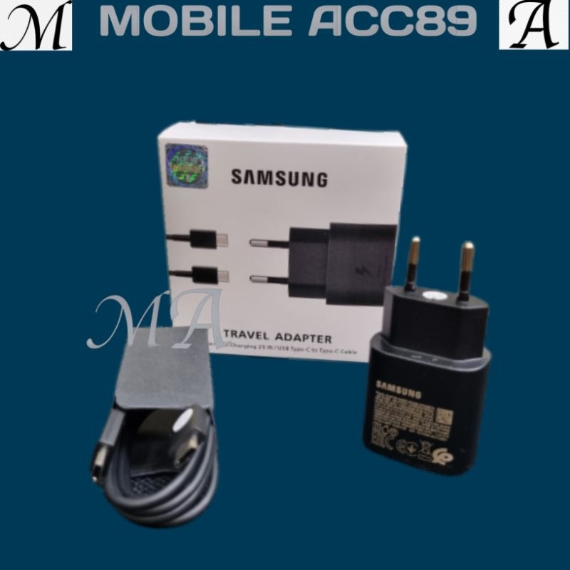 Charger Samsung 25W USB C To C Super fast charging Original Samsung Galaxy A05 / A05S / A55 / A54 / A53 / A52 / A14 / A35 / M14 / A32 / A04S / A24 / A34 / A33 / A73 / A25 / A13 / A23 / A15 / S21 FE / S21 Ultra / S22 / S22 Plus / S23 / S23 FE / S24 Ultra