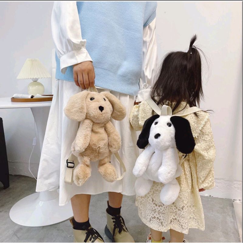 Tas Boneka Anak Bentuk Hewan Lucu Tas Ransel Model Korea Retro / Tas Boneka Bulu Halus Gaya Korea Kekinian