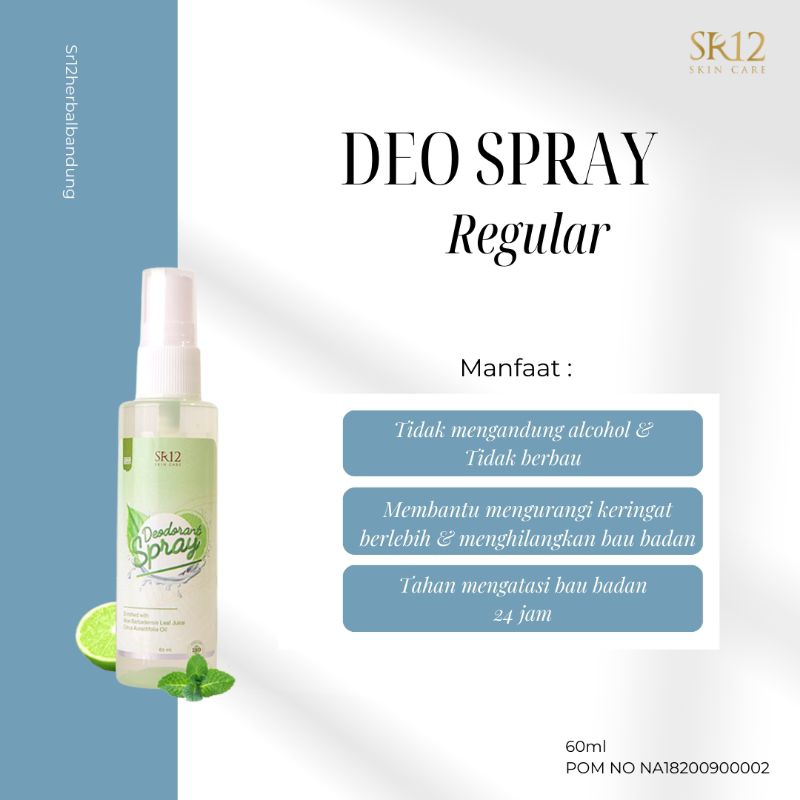 Deodorant Spray SR12 Regular Original Ampuh Atasi Bau Ketiak Tidak Sedap Mengatasi Keringat Berlebih