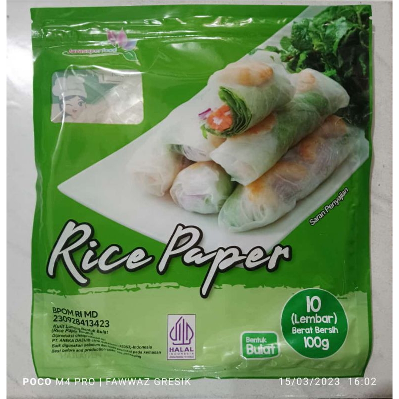 Rice Paper Kulit Lumpia Vietnam Spring Roll Java Super Food 10 lembar Halal 100gr