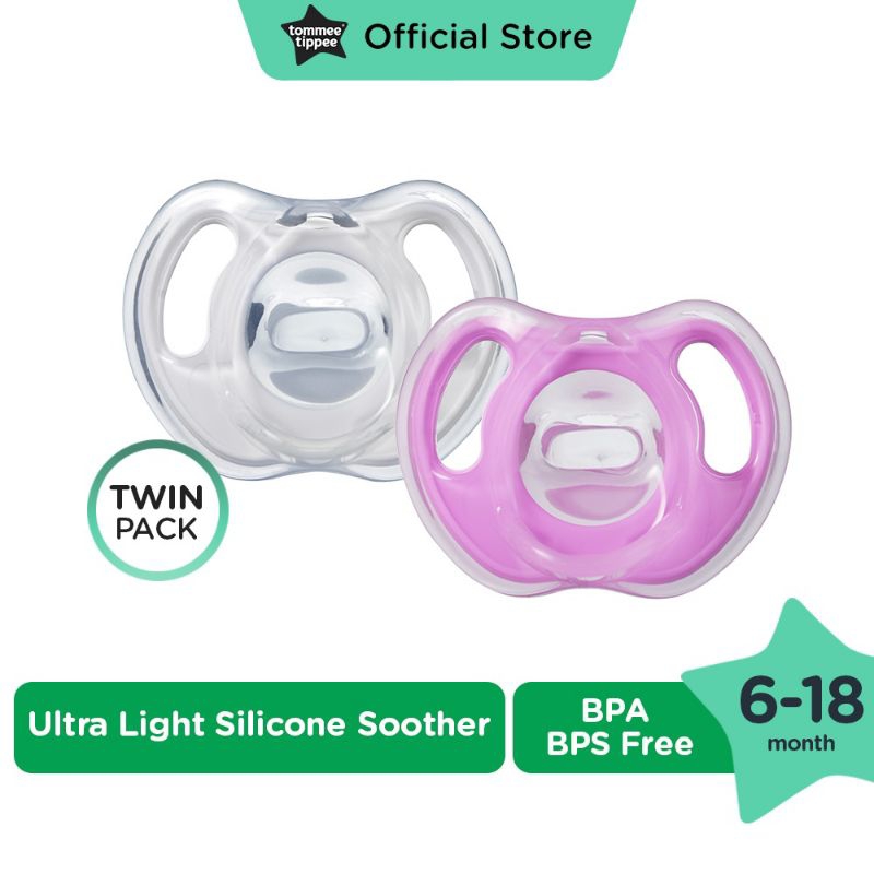 Tommee Tippee Ultra Light Silicone Soother - Twin Pack - Dot Empeng Bayi