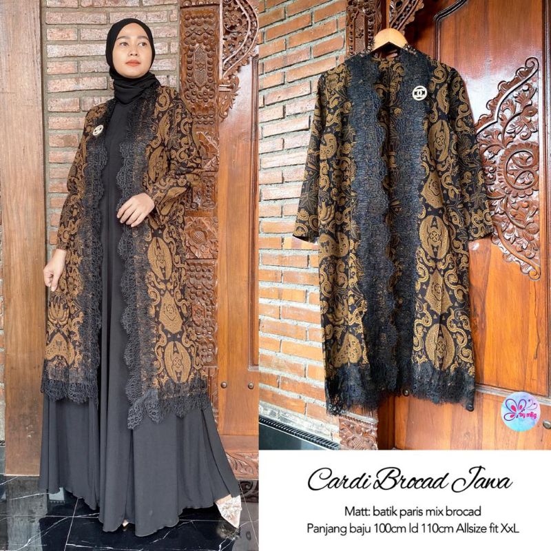 cardi brokat jawa batik solo long cardi batik solo