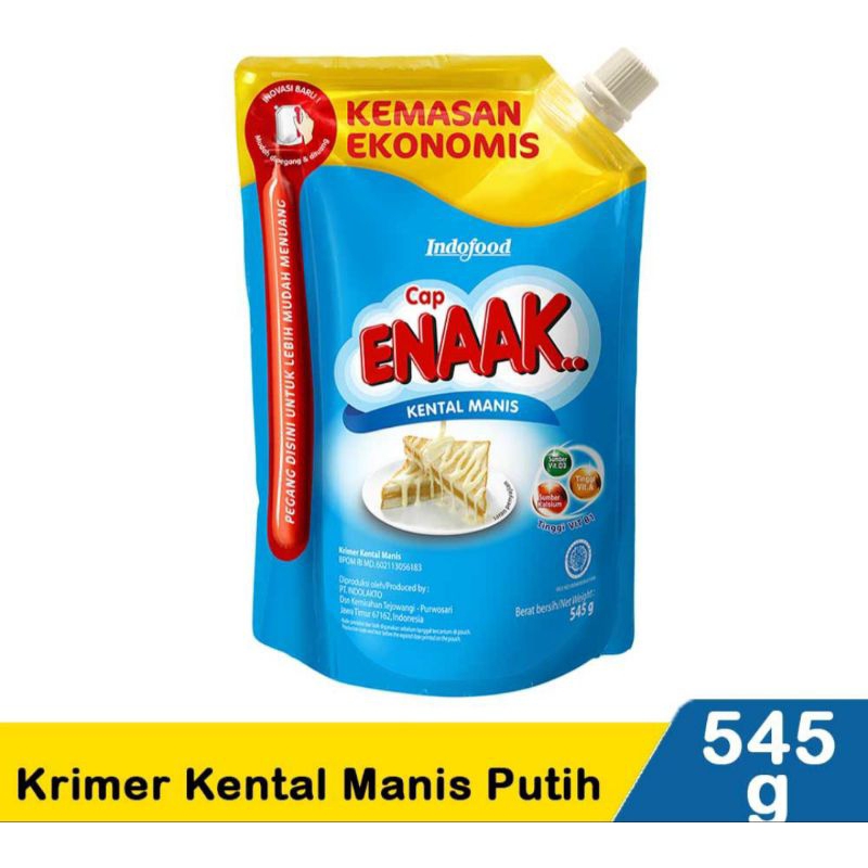 

SUSU/KRIMER KENTAL MANIS INDOFOOD CAP ENAAK PUTIH POUCH/REFIIL 545g