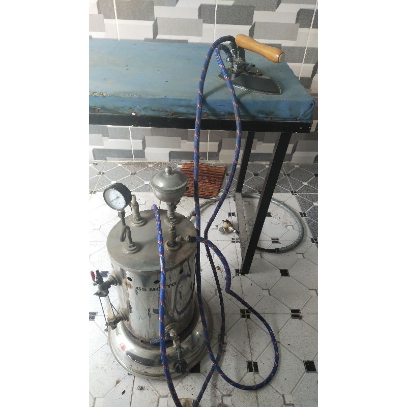 (Second) Setrika uap Gas Boiler Loundry lengkap