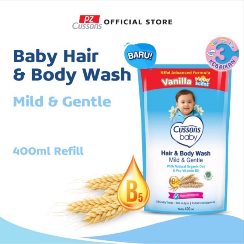 Cussons Baby Hair &amp; Body Wash Mild Gentle 400 ml Refill