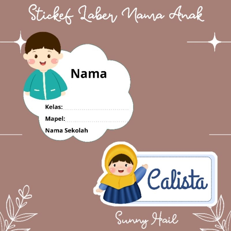 Sticker Glossy Label Nama Anak | Sticker Label Sekolah Untuk anak