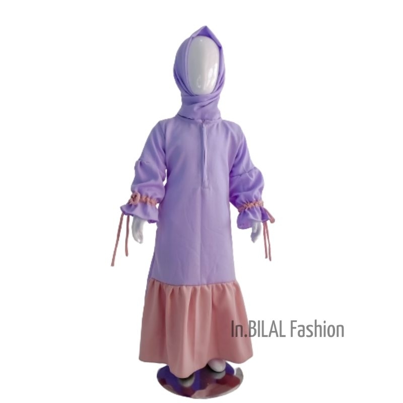 In.Bilal Luhya Dress Baju Gamis Anak Perempuan Warna Lilac