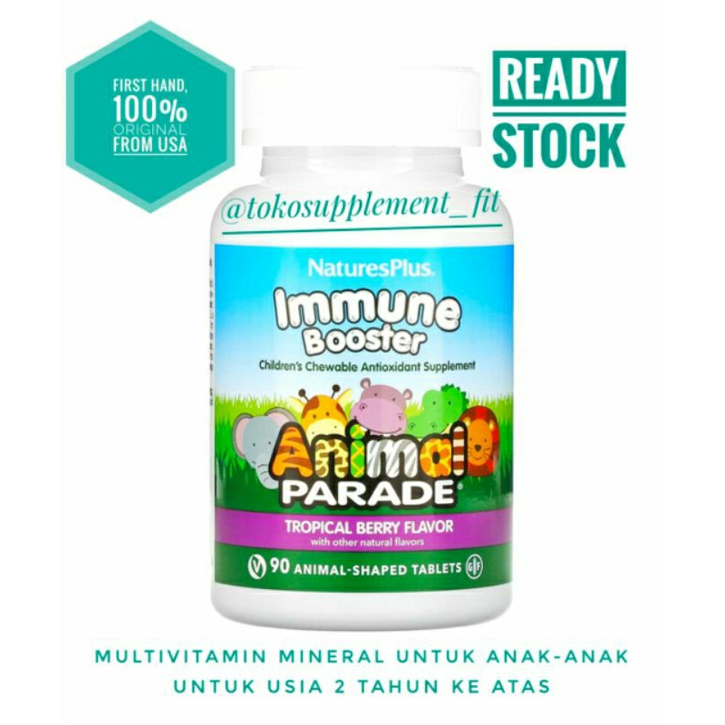 NaturesPlus Animal parade Kids Immune Booster isi 90 animal shaped tablets