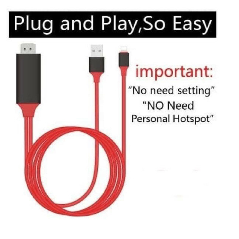 HDMI Kabel Lightning iphone to dari HP ke TV support IOS terbaru ✬