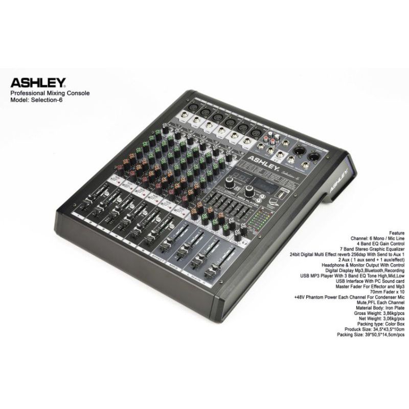 MIXER AUDIO ASHLEY SELECTION MIXER 6CHANNEL , USB-BLUETOOTH ORIGINAL