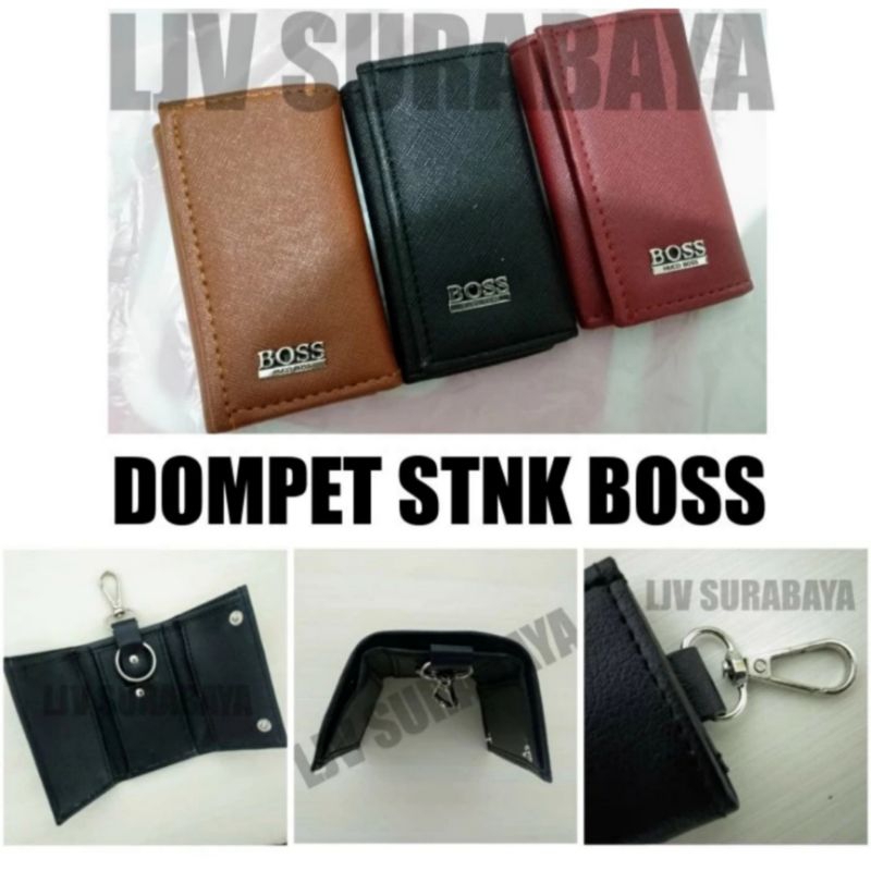 DOMPET KULIT SNTK DAN GANTUNGAN KUNCI LOGO MOBIL BOS