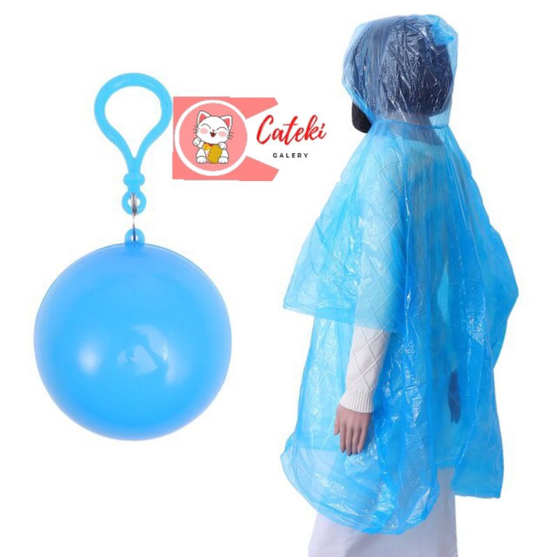 [CTK] MURAH Jas Hujan Bola Portable Raincoat Plastik Bisa di Gantung/ Jas Hujan Poncho / Emergency Portable Raincoat / Jas Hujan Bola Plastik DISKON