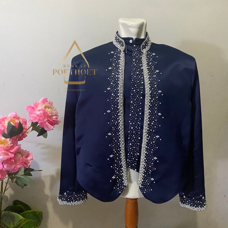 Jas beskap pengantin jawa solo hewes navy silver payet simple elegan