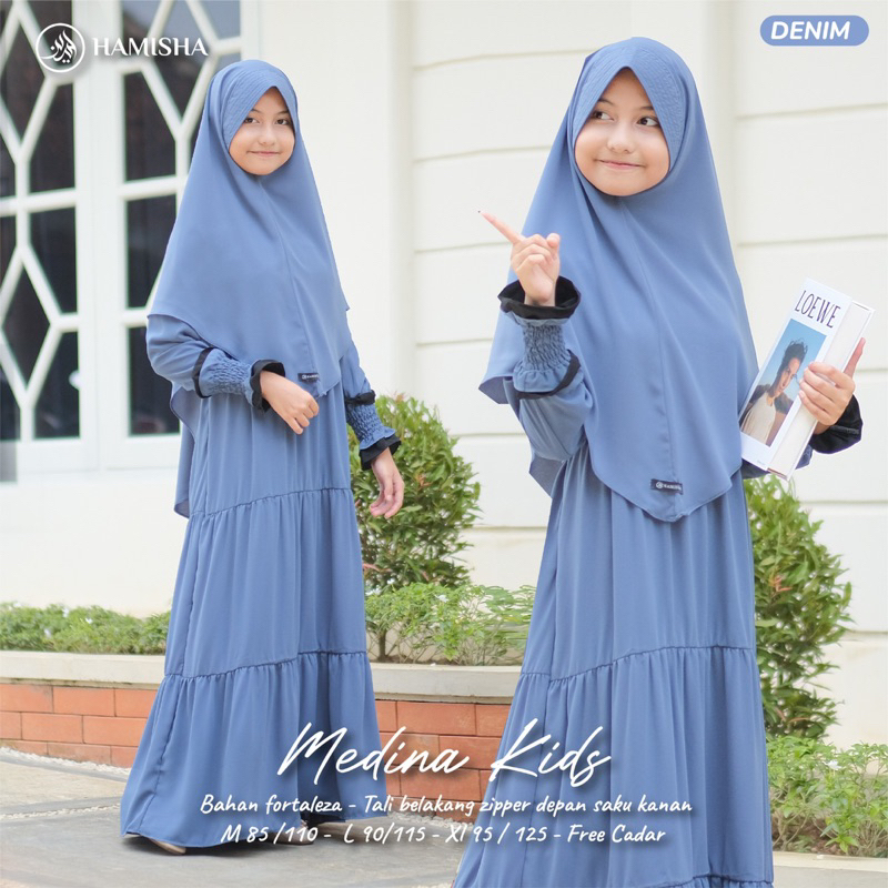 MEDINA KIDS SYARI COUPLE ANAK REMAJA BAJU LEBARAN bahan fortaleza free cadar gamis muslim L xl xxl g