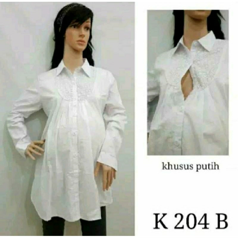 Baju hamil putih /baju hamil menyusui /baju hamil modern /baju hamil kerja