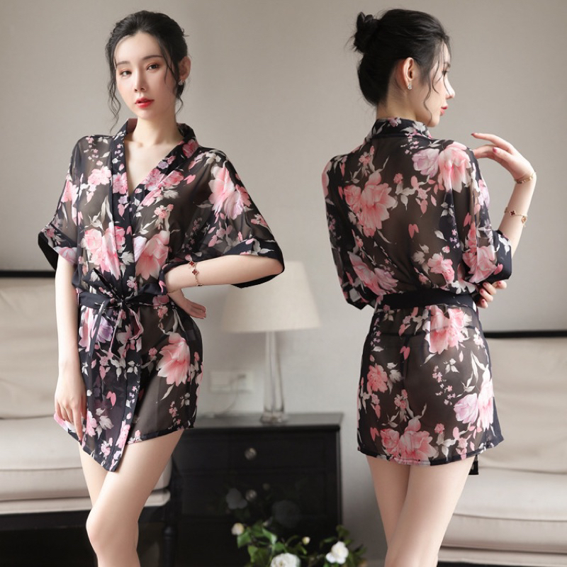 Crystal TIFFANY Kimono Lingerie Sexy Set Baju Tidur Sexy Wanita / Lingerie Kimono Baju Kimono Wanita Import 59