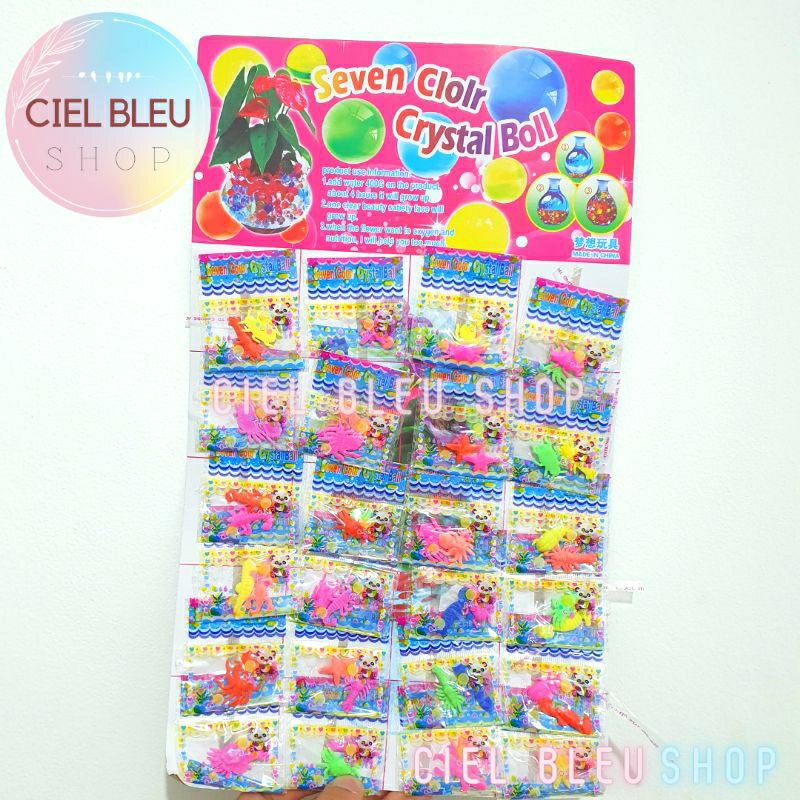 [ 1 PAPAN / 24 PCS ] MAINAN RENDAMAN BOLA  ANIMAL + BIO GEL ( BUKAN POLOS ) CRYSTAL BALL MAINAN ANAK