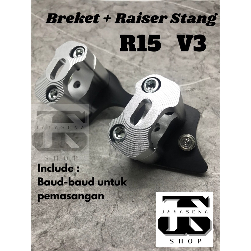 Breket Dudukan Plus Raiser Stang RZR Fatbar Baplang Yamaha R15 V3 VVA Braket Dudukan Stang R15 V3 VV