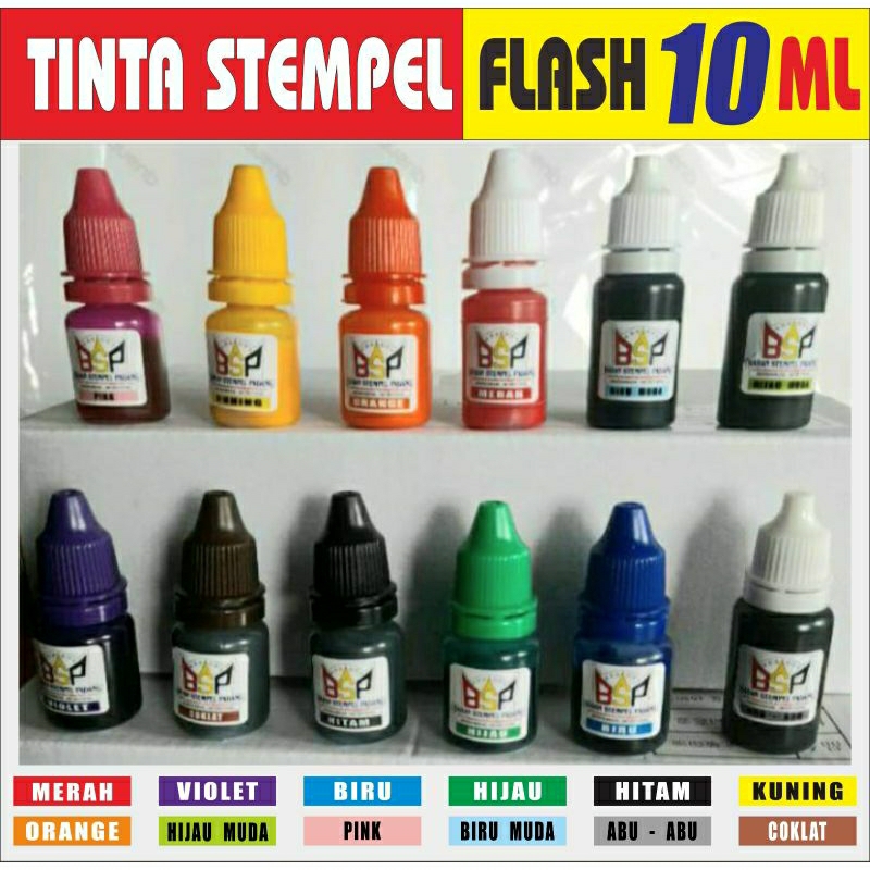 

TINTA STEMPEL FLASH BIASA DAN PERMANEN PLASTIK 10 ML 12 WARNA PILIHAN
