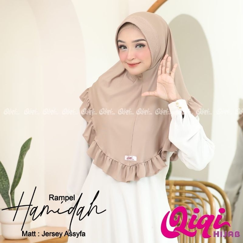 (Qiqi Hijab) HAMIDAH REMPEL •jilbab instan•hijab instan jersey premium•kerudung pet rempel