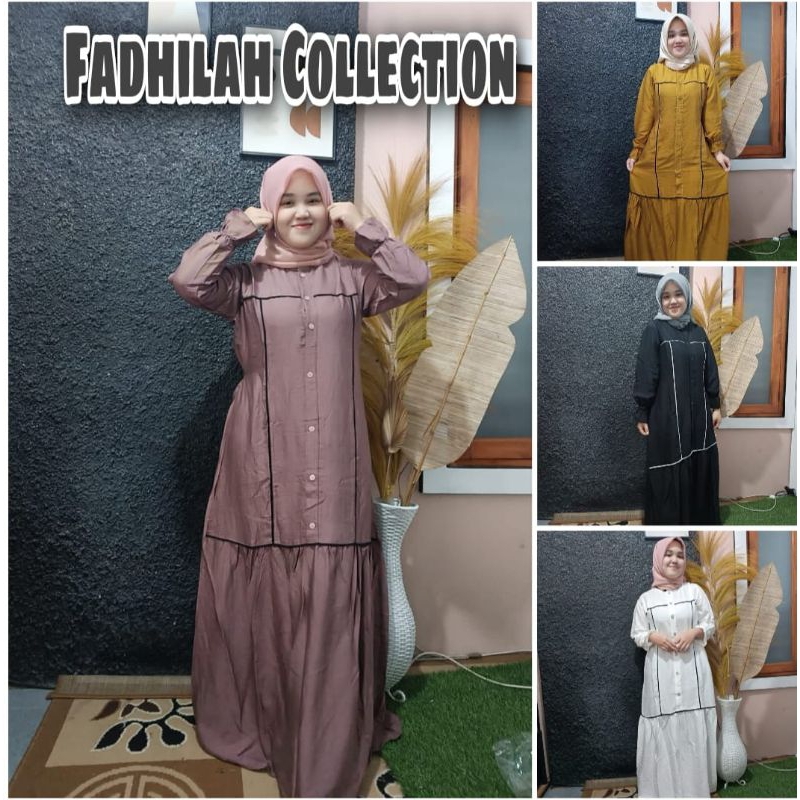 Gamis polos motif garis