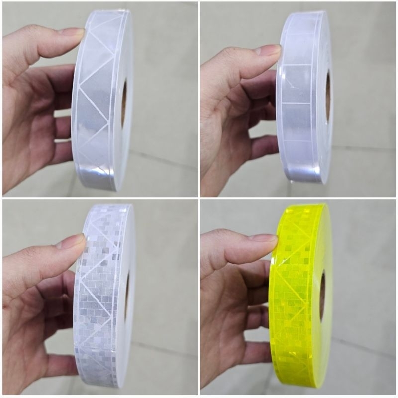 Pita Scotchlite Plastik 2,5 cm per Roll (50 meter) Skotlet Scotlight 1 inch Pemantul Cahaya Plastik Jahit Rompi Proyek Safety Vest