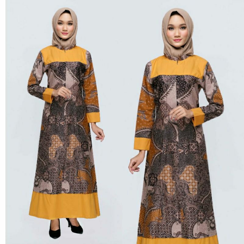 Couple Batik Gamis Modern Jumbo 4L-5L Sarimbit Longdress Muslim Seragam Pasangan Keluarga Big Size ATR