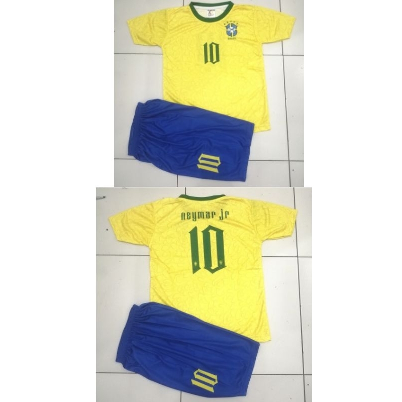 Jersey bola anak brazil NEYMAR JR/setelan baju bola anak brazil neymar Jr usia 5-12 tahun.