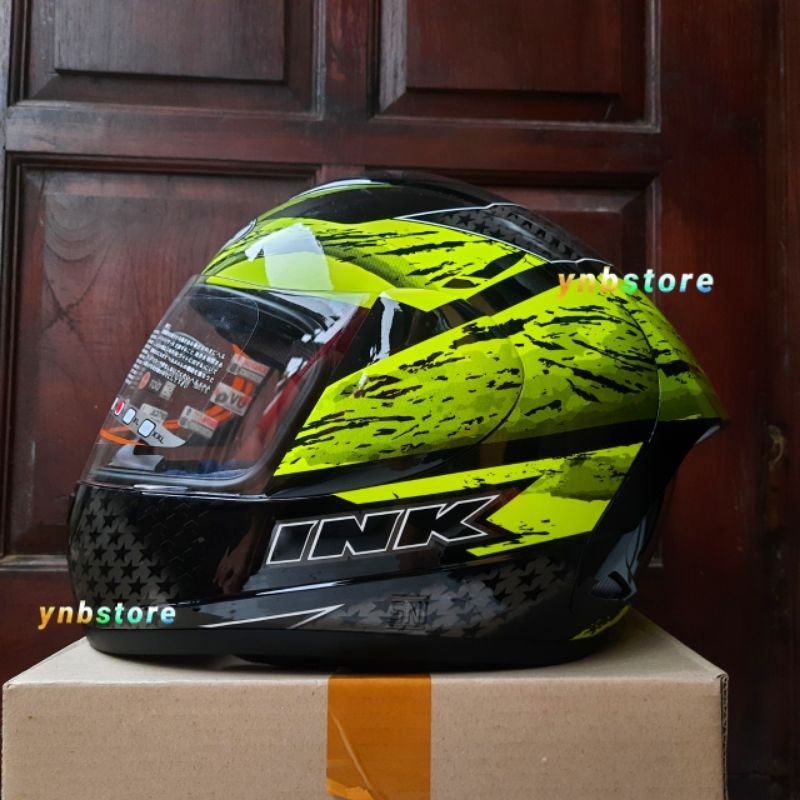 Helm INK CL MAX Seri 7 Black Yellow Fluo | Helm Fullface INK CL MAX #7 Black Yellow Original | INK F